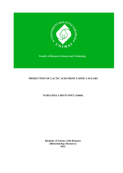 PRODUCTION OF LACTIC ACID FROM TAPIOCA