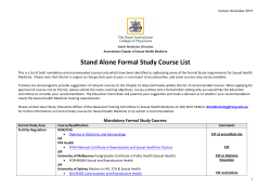 the Sexual Health Medicine Formal Study Course List