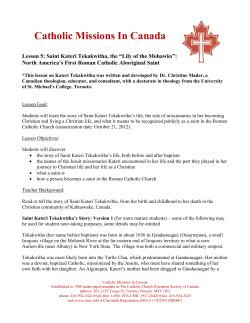 Lesson 5 &ndash; Kateri Tekakwitha, North America`s First Roman Catholic