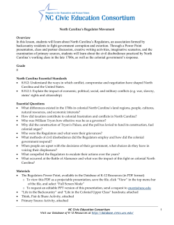 North Carolina`s Regulator Movement - Database of K