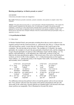 1 Blocking participial ge- in Dutch: prosody or syntax?* JAN KOOIJ