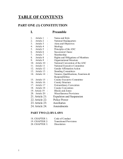 TABLE OF CONTENTS - ANC