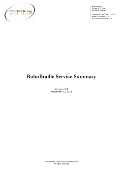 RoboBraille Service Summary - Features, Functions and Options of