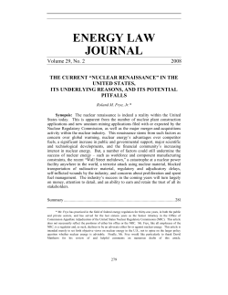 The Current "Nuclear Renaissance" in the United States, Its