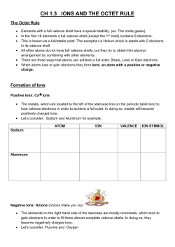 CH 1.3 Ions and the Octet Rule