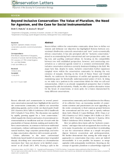 Beyond Inclusive Conservation: The Value of Pluralism, The Need