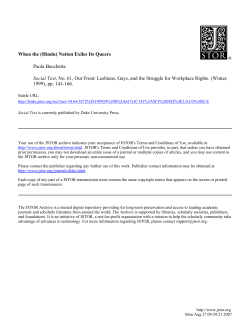 (Hindu) Nation Exiles Its Queers Paola Bacchetta Social Text, No. 61