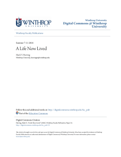 A Life Now Lived - Digital Commons @ Winthrop
