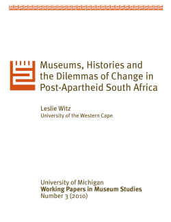 Museums, Histories and the Dilemmas of Change in Post