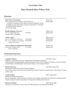 Curriculum Vitae Hope Elisabeth (Bess) Wilson, Ph.D.