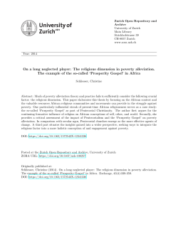 On a long neglected player: The religious dimension in poverty