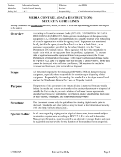 MEDIA CONTROL (DATA DESTRUCTION) SECURITY