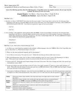 Assignment #4 Medieval and Renaissance Music Styles (15 pts.)
