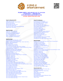 Songs for Candles - 2 Plus 2 Entertainment