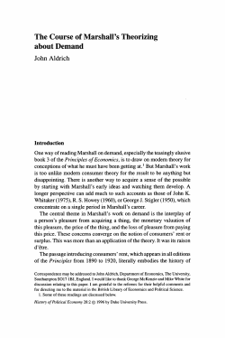 The Course of Marshall`s Theorizing about Demand
