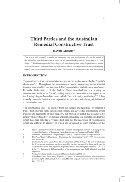 Third Parties and the Australian Remedial Constructive Trust