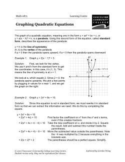 Graphing Quad Equations