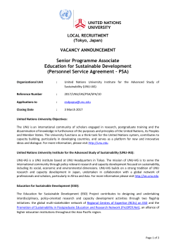 Senior Programme Associate Education for Sustainable Development