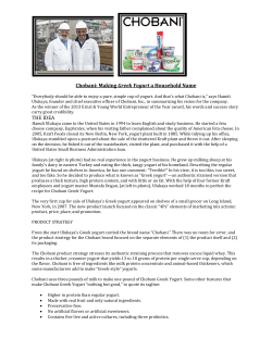Chobani: Making Greek Yogurt a Household Name