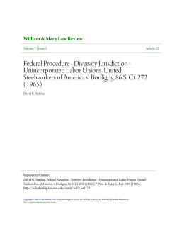 Diversity Jurisdiction - Unincorporated Labor Unions. United
