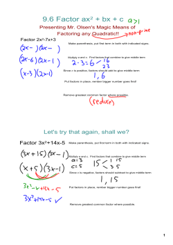 9.6 Factor ax2 + bx + c