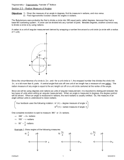 Section 2.5 &ndash; Radian Measure of Angles