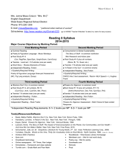 Reading 8 Syllabus 2014-2015 - West Essex Regional School District
