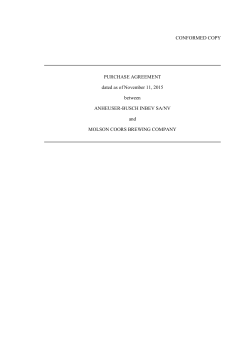 Molson Coors Purchase Agreement dated 11 November