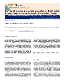 Survey of internal protozoan parasites of fresh water fish on