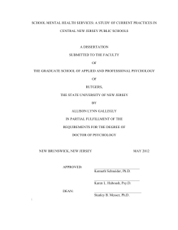 SCHOOL MENTAL HEALTH SERVICES: A STUDY OF CURRENT