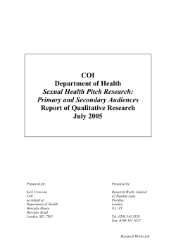Sexual Health Pitch Research qualitative research for 2005