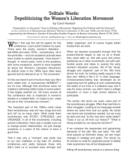 Telltale Words: Depoliticizing the Women`s