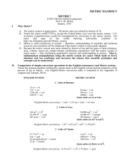 METRIC HANDOUT METRIC!