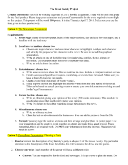 The Great Gatsby Project General Directions: You will be working in