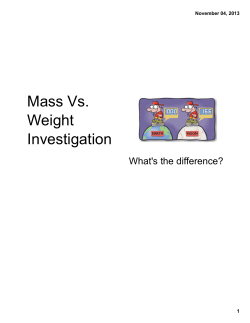 Mass Vs. Weight Investigation