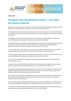 Changed rural classification system &ndash; just what the doctor ordered