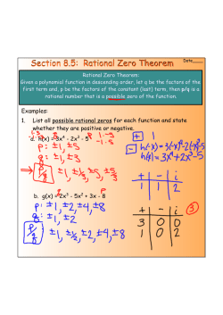 Section 8.5: Rational Zero Theorem