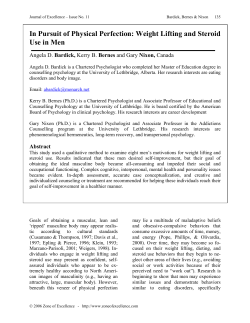 In Pursuit of Physical Perfection: Weight Lifting and Steroid Use in Men