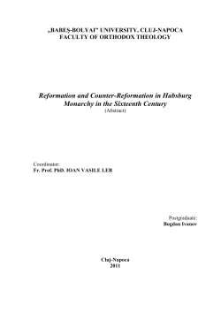 Reformation and Counter-Reformation in Habsburg Monarchy in the