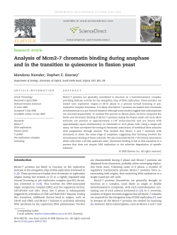 Analysis of Mcm2&ndash;7 chromatin binding during anaphase and in the