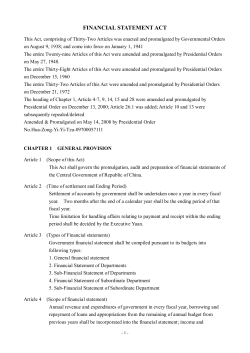 financial statement act - Directorate General of Budget, Accounting