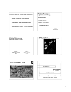 Middle Pleistocene Middle Pleistocene Major Neandertal Sites