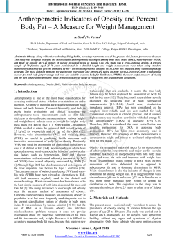 Anthropometric Indicators of Obesity and Percent Body Fat &ndash; A
