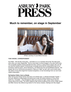 Much to remember, on stage in September, The