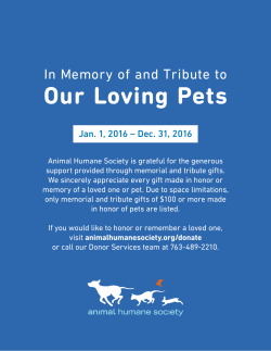 2016 Pet Memorials and Honorariums