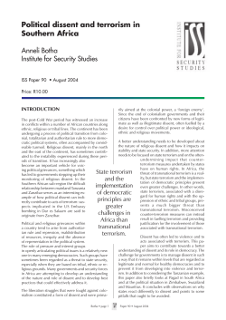 Political Dissent and Terrorism in Southern Africa