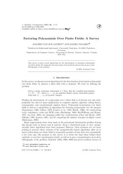 Factoring Polynomials Over Finite Fields: A Survey