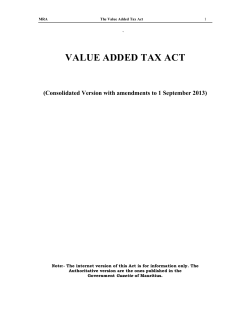 The Value Added Tax Act - Mauritius Revenue Authority
