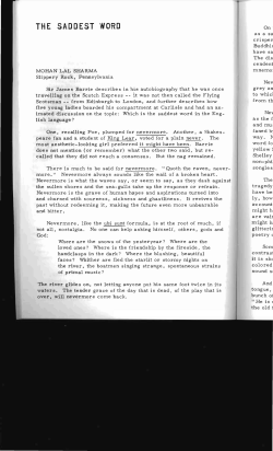 The Saddest Word - Digital Commons @ Butler University