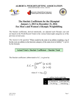 Sinclair Coefficients (2013